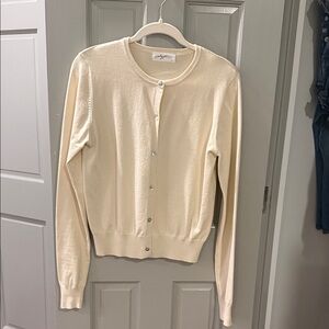 Carly Jean Los Angeles Cream Button-Up Crewneck Cardigan